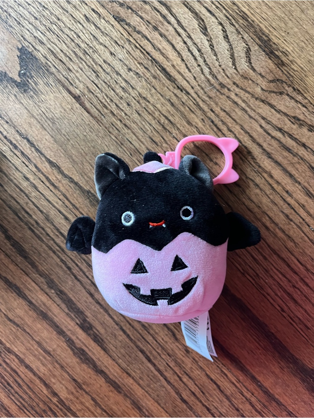 Squishmallow brand Pink & Black Halloween Bat Plush Keychain for Kids